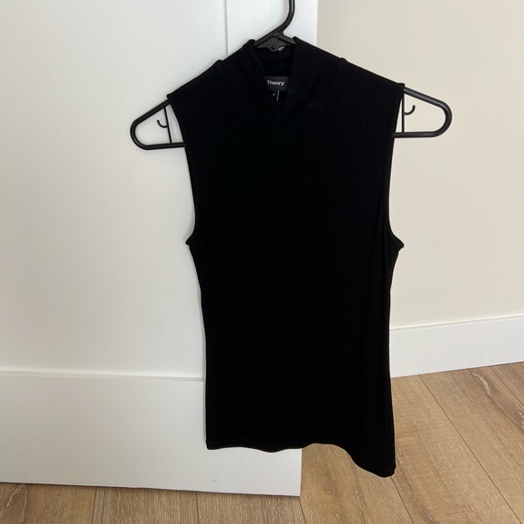Theory Sleeveless Turtleneck Sweater in Ribbed Viscose - Picture 4 of 4